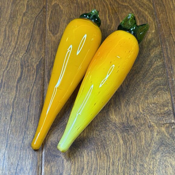 Murano style glass Vegetable 7.5" Two Carrots Handblown paper‎ weight decor - Picture 7 of 10